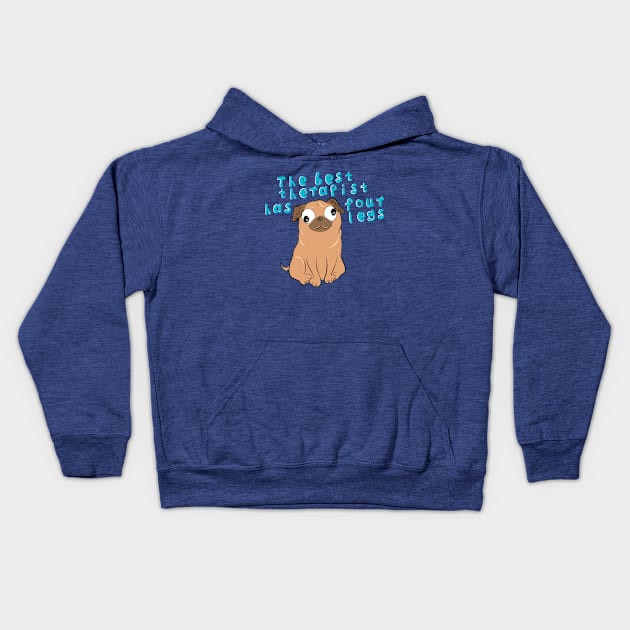 Pug Therapist Kids Hoodie by TimAddisonArt